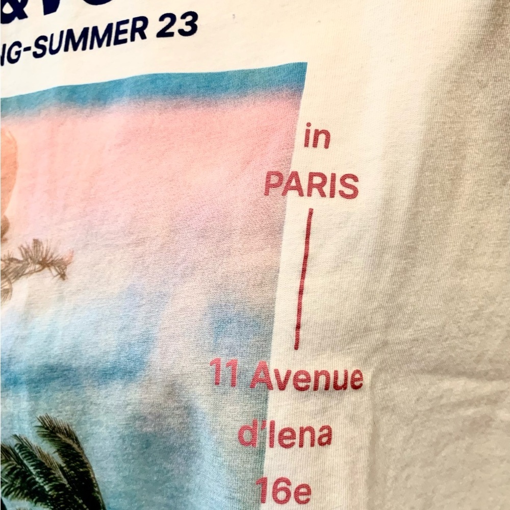 NEW ZADIG & VOLTAIRE T-SHIRT PALMIER ART FESTIVAL GRAPHIC COTTON SMALL - Picture 5 of 11